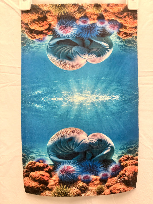 Manatee Mom and Baby Decorative Hand Towel