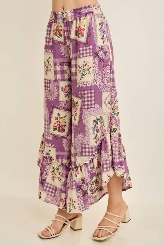 Sunset Rosy Nostalgia Ruffle Cropped Pants