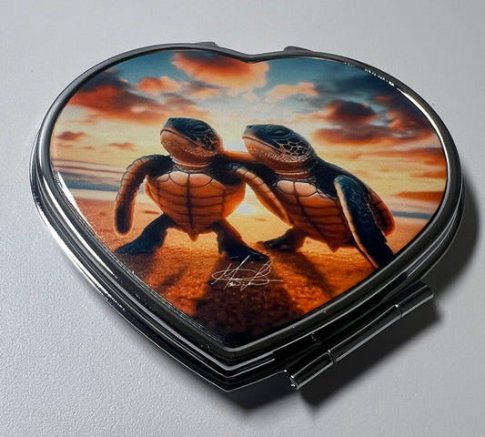 Sea Turtle Love Compact Mirror