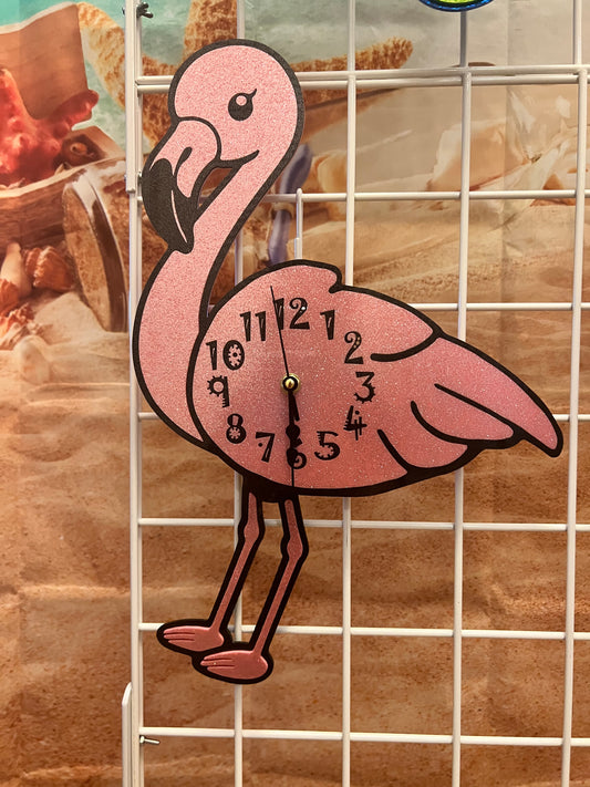Flamingo Glitter Acrylic Clock