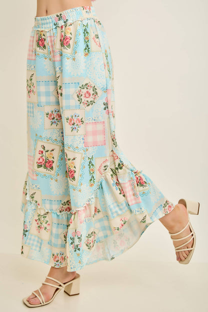 Sunset Rosy Nostalgia Ruffle Cropped Pants