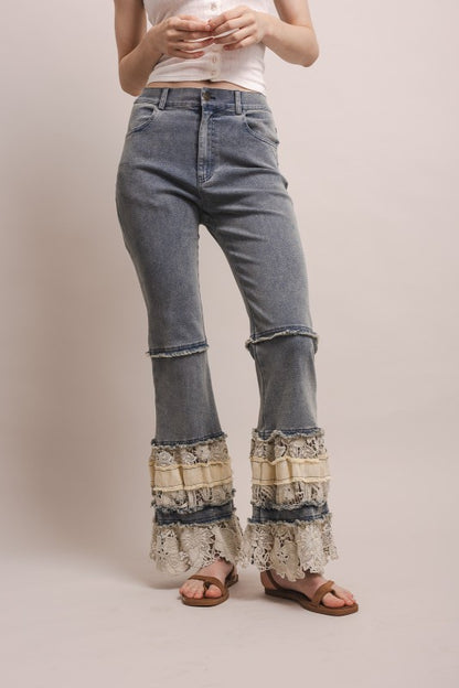 Sunset Ruffle Hem Flared Jeans