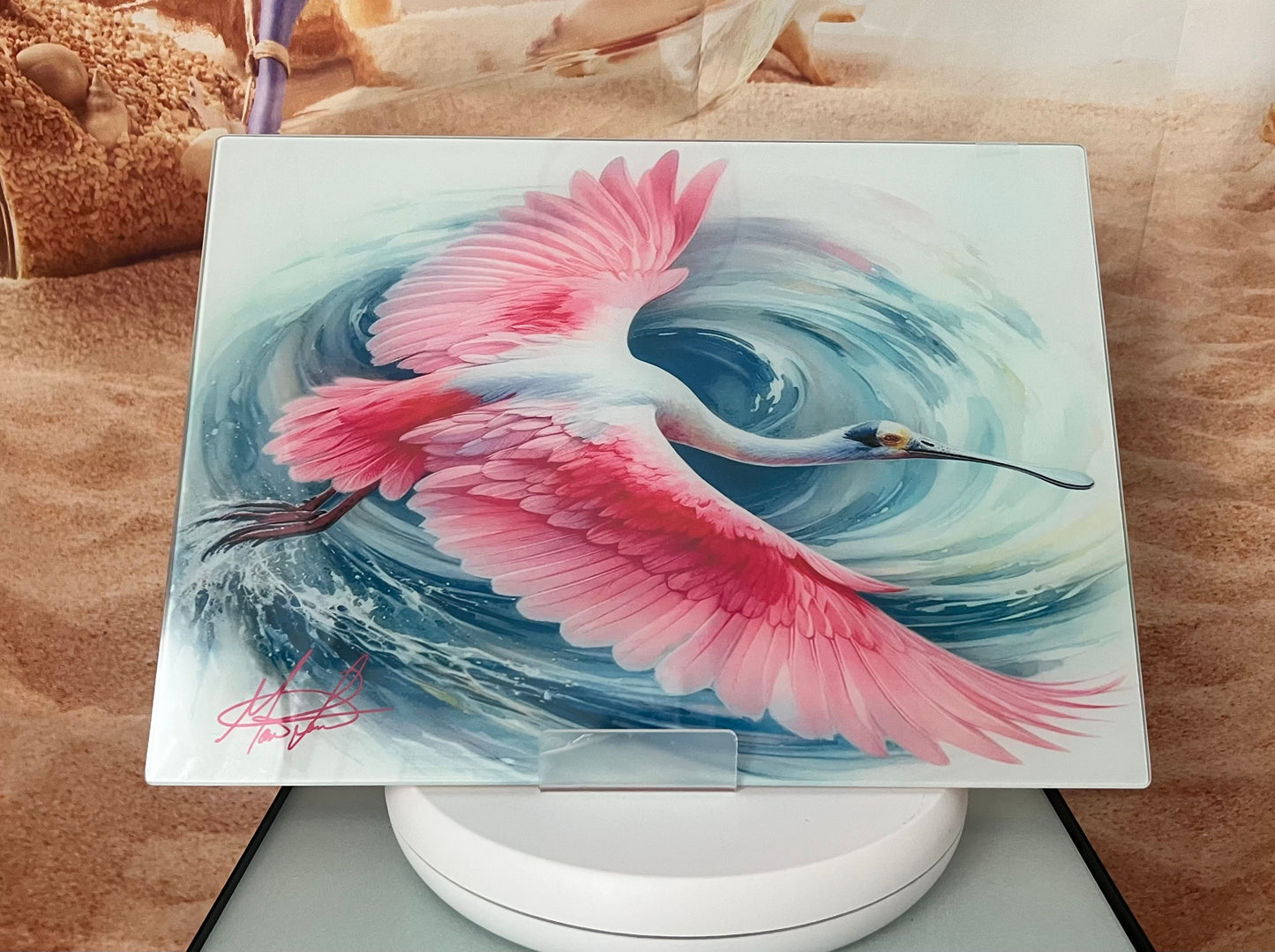 Roseate Spoonbill Glass Counter Saver