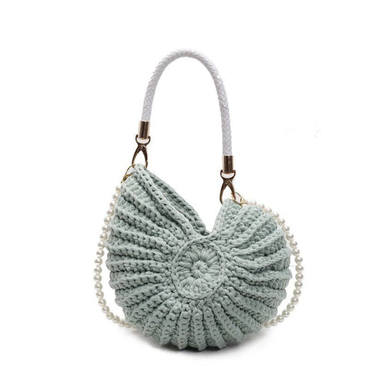 Hollow Knitted Large Capacity Wool Beach Tote Bag: Green(Lined)