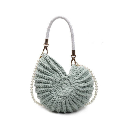 Hollow Knitted Large Capacity Wool Beach Tote Bag: Khaki(Lined)