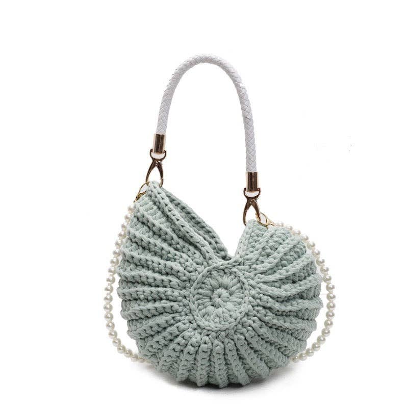 Hollow Knitted Large Capacity Wool Beach Tote Bag: White(Lined)