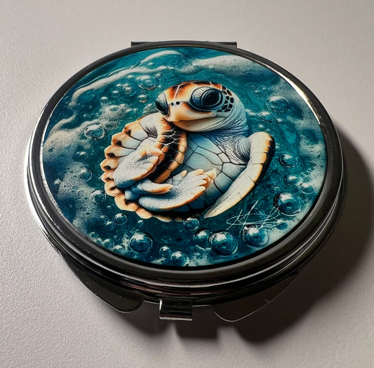 Sunbathing Sea Turtle Compact Mirror