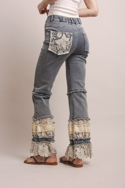 Sunset Ruffle Hem Flared Jeans