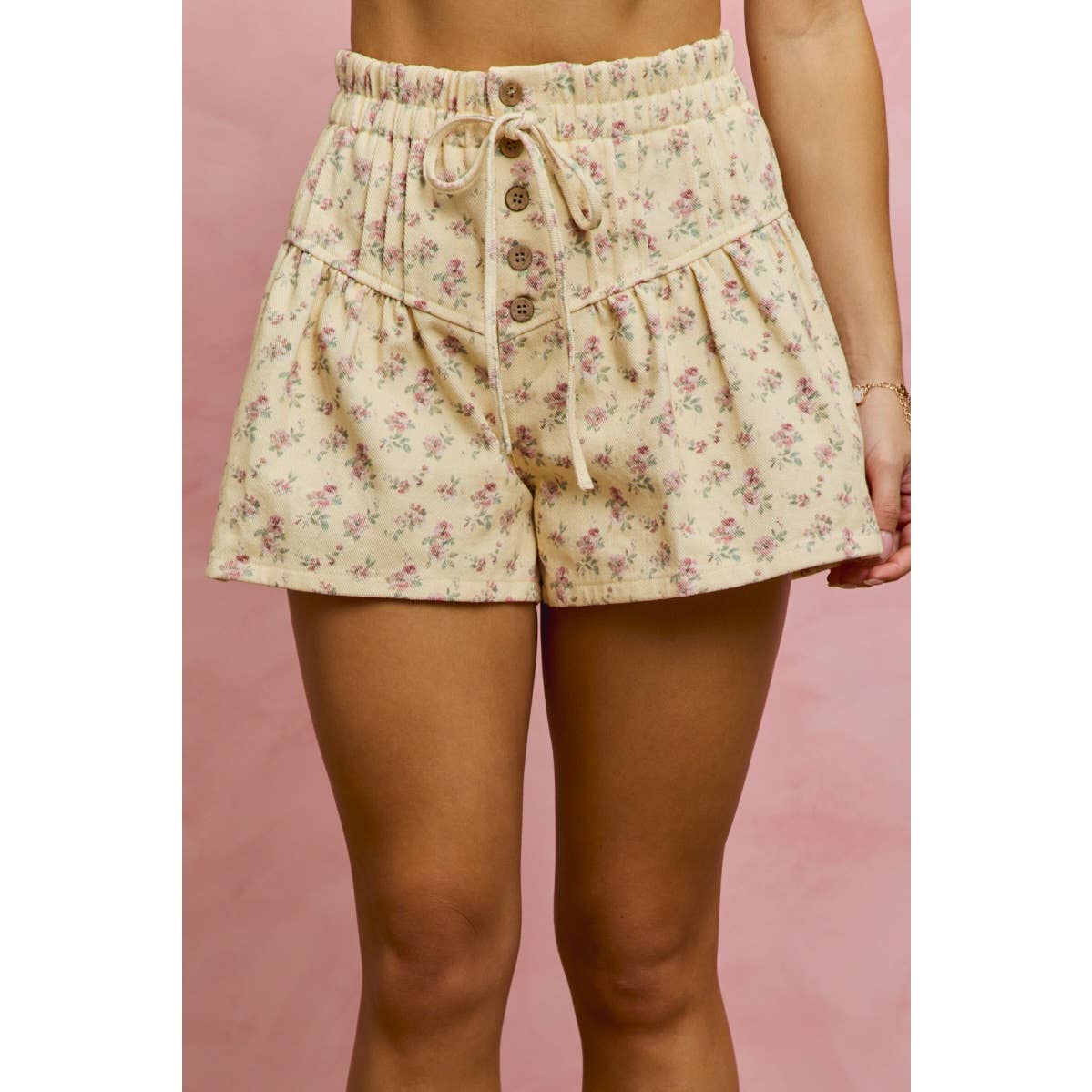 Tideflower Pintuck Denim Shorts