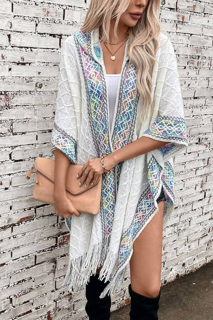 Island Hippie Hooded Tassel Shawl