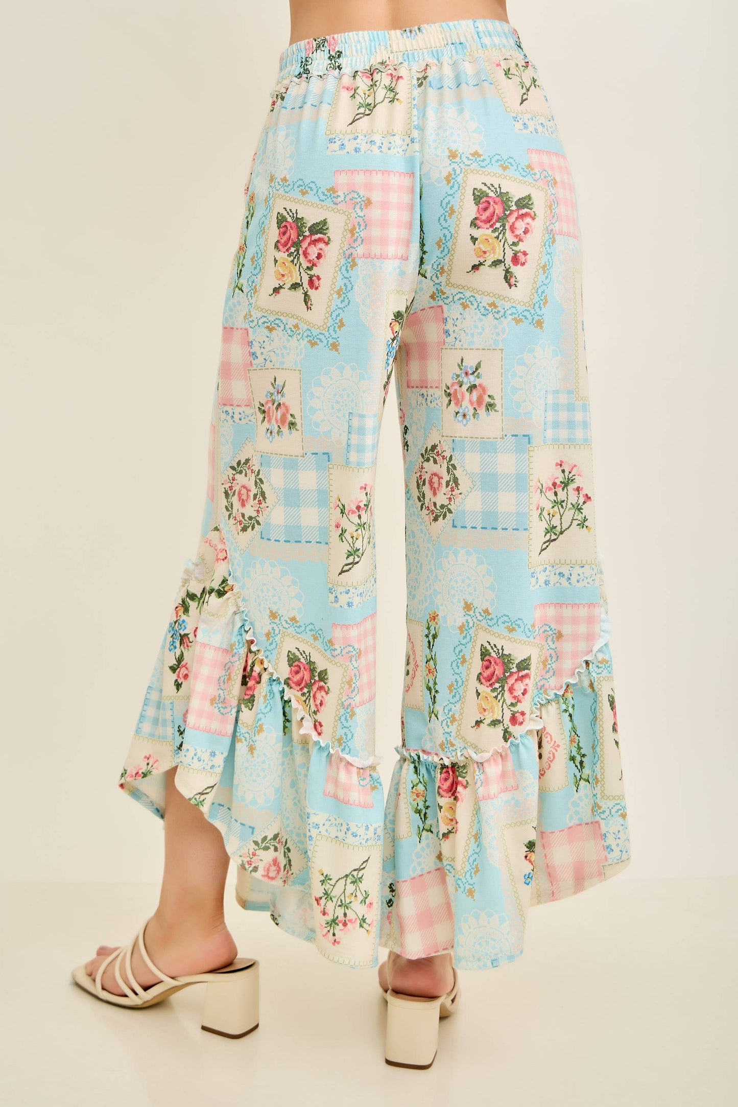Sunset Rosy Nostalgia Ruffle Cropped Pants