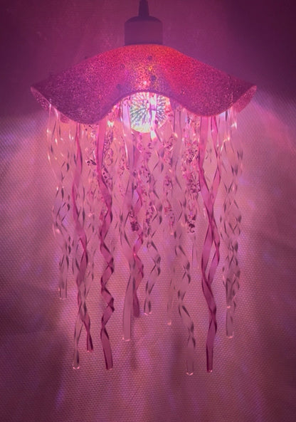 Pink Glitter Jellyfish Lamp
