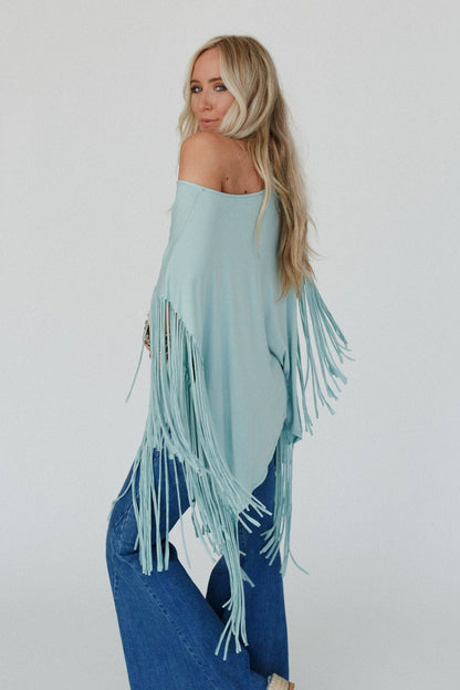 Showstopper Fringe Top - Washed Seafoam or Black