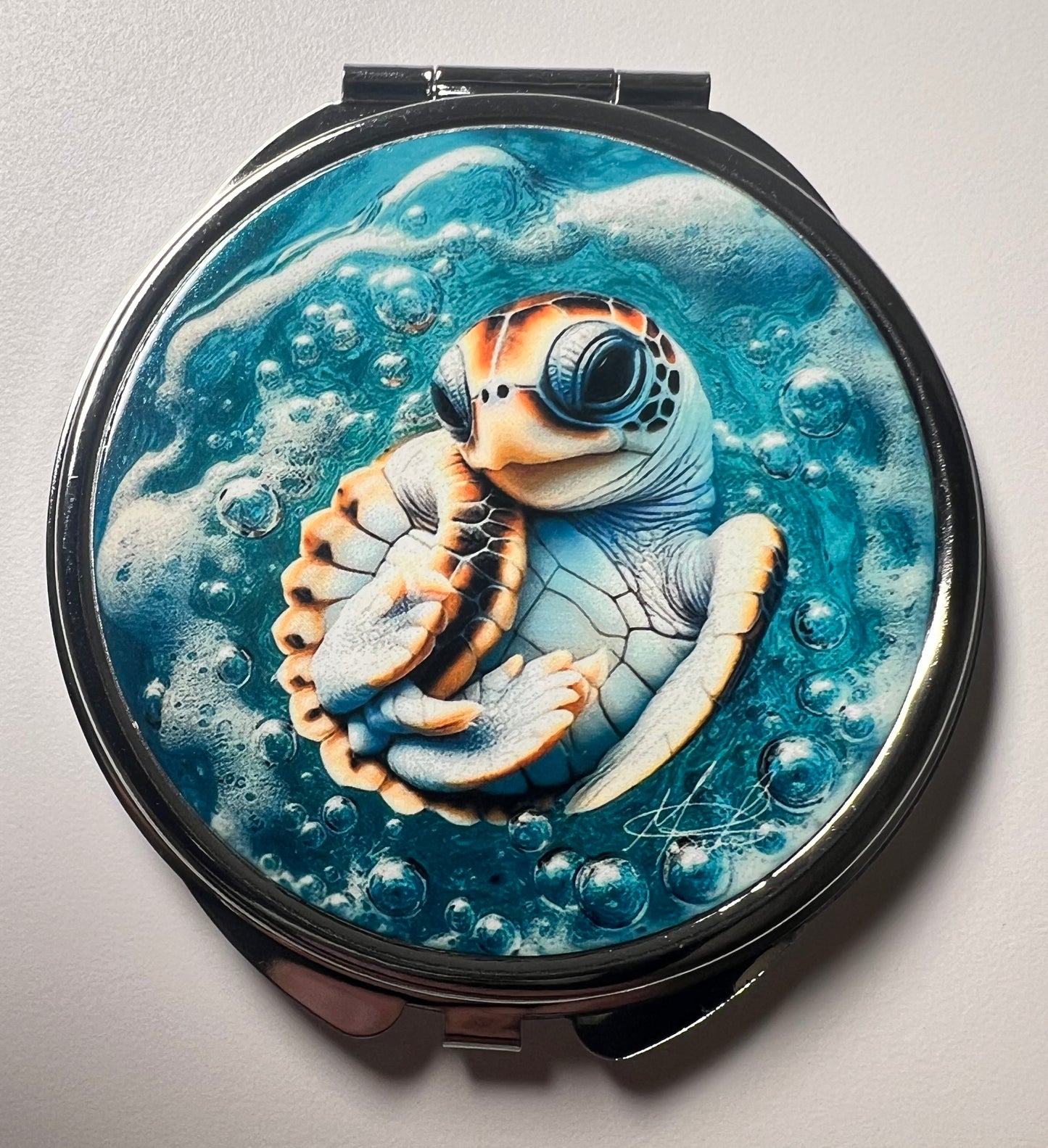 Sunbathing Sea Turtle Compact Mirror