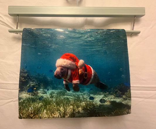 Santa Christmas Manatee Hand towel