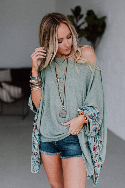 Seaside Fallon Embroidered Sleeve Poncho