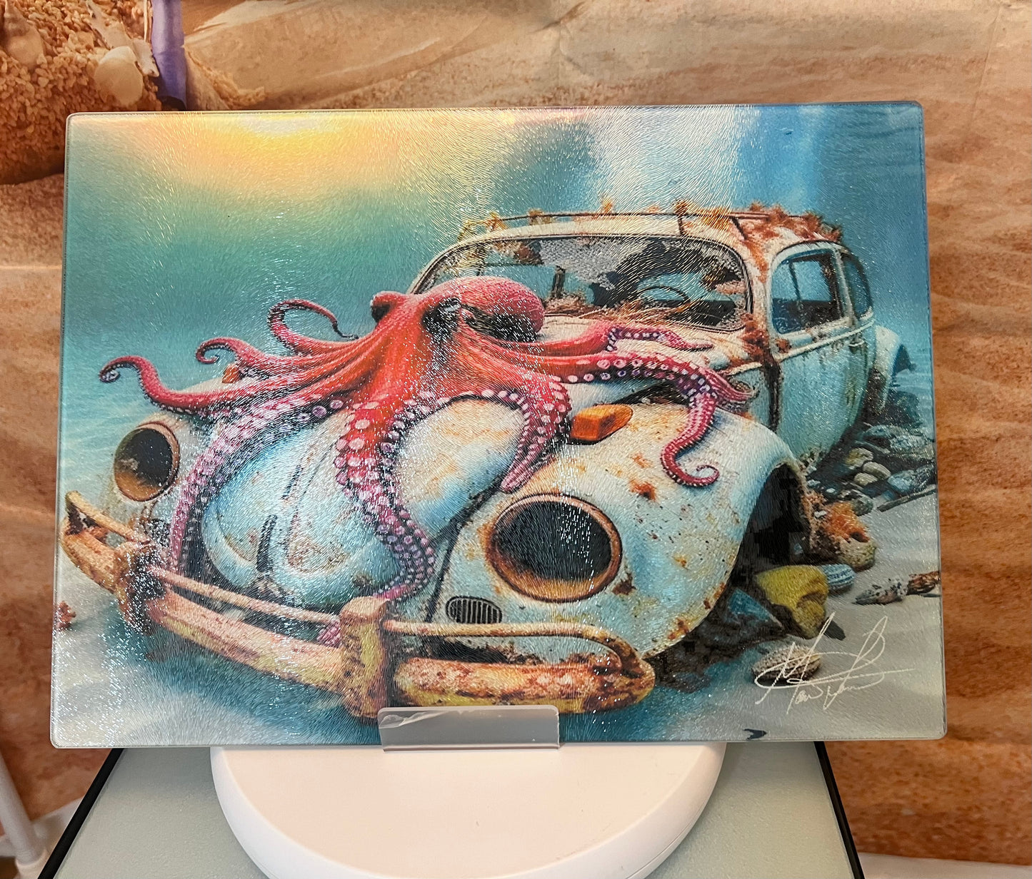 Rusted Octopus Glass Counter Saver