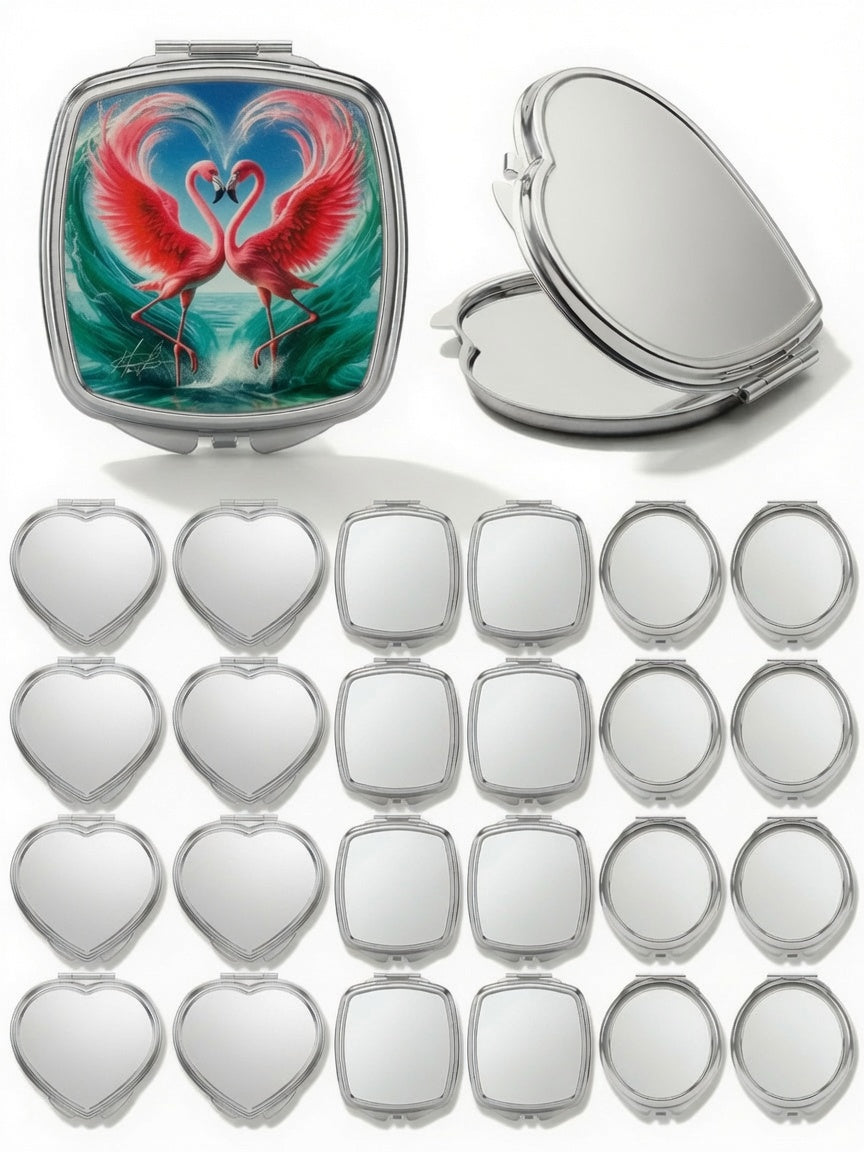 Flamingo Love Compact Mirror