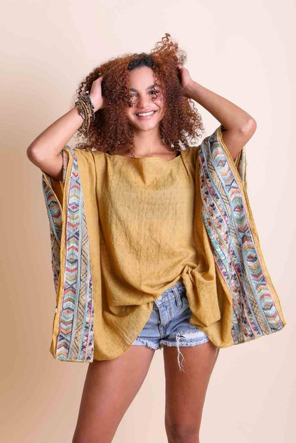 Seaside Fallon Embroidered Sleeve Poncho