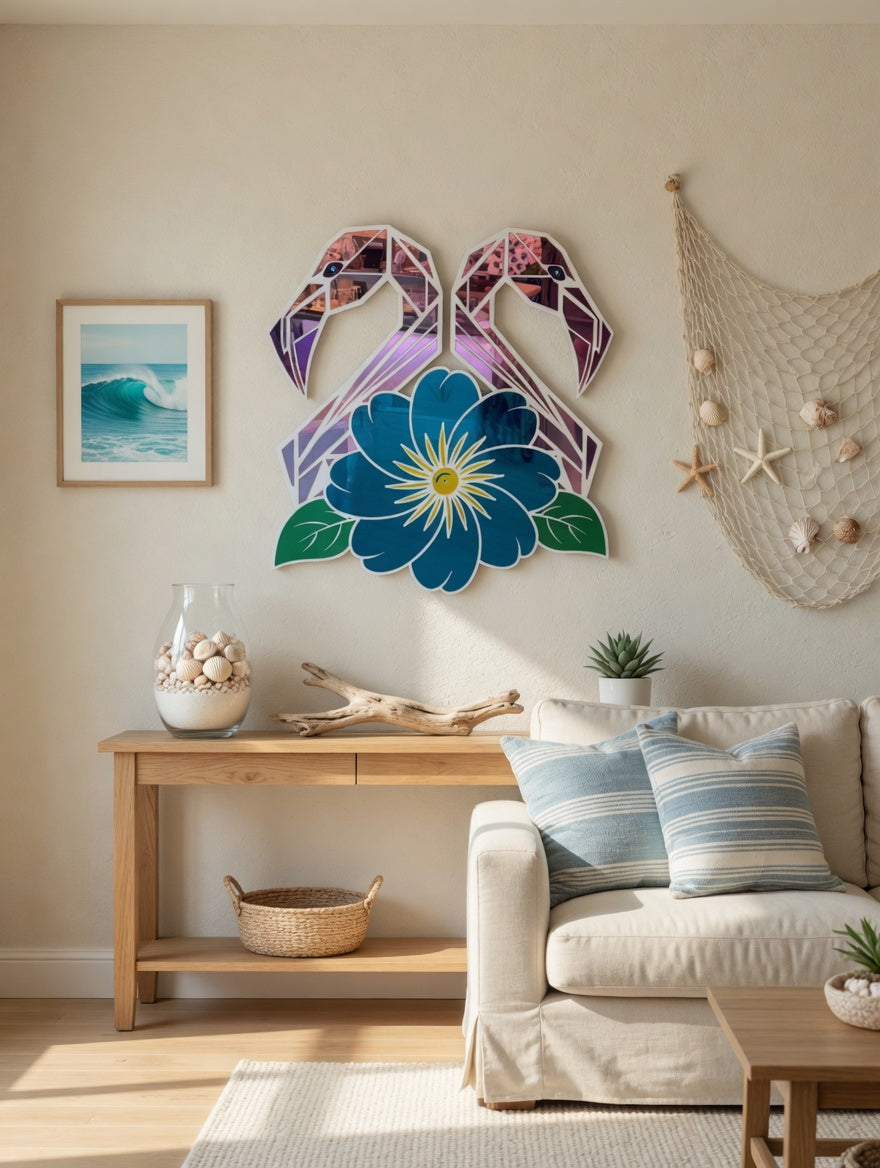 33”x32” Double Flamingo Mirrored Acrylic