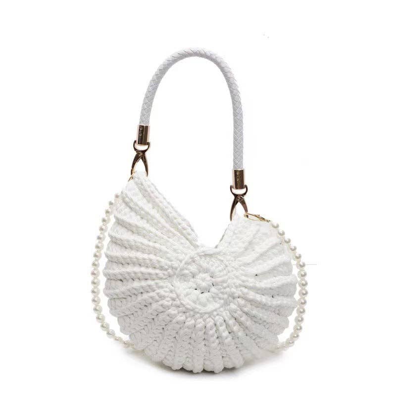 Hollow Knitted Large Capacity Wool Beach Tote Bag: Green(Lined)