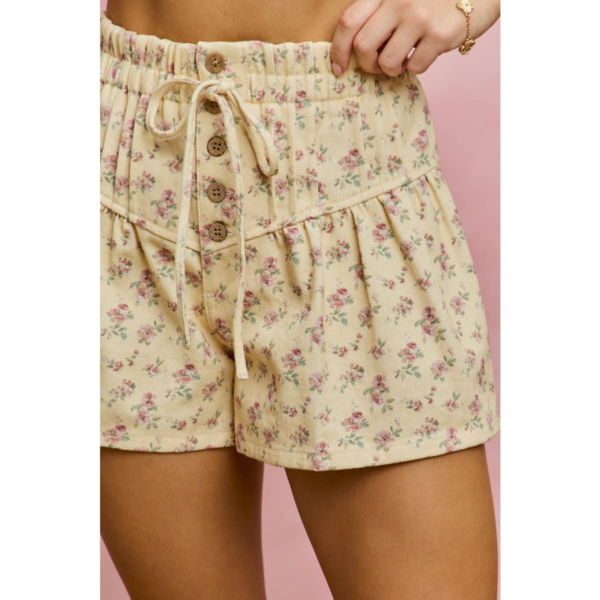 Tideflower Pintuck Denim Shorts