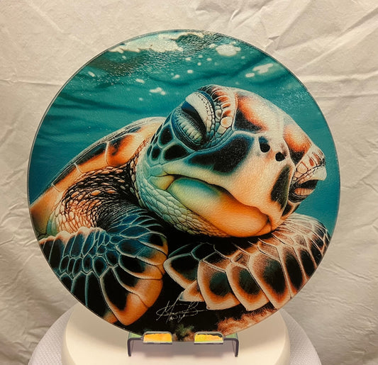 Sleeping Sea Turtle Glass Counter Saver