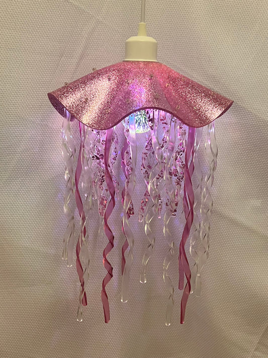 Pink Glitter Jellyfish Lamp