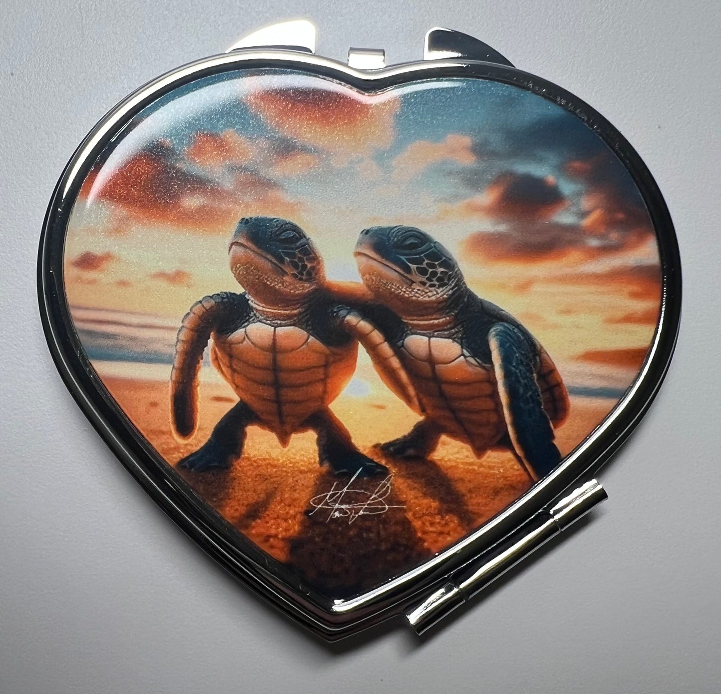 Sea Turtle Love Compact Mirror
