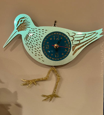 Sandpiper Glitter Acrylic Clock
