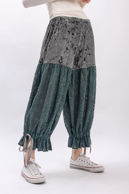 Ocean Lace and Velvet Bloomer Pants