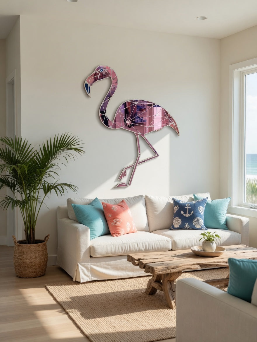 45”x38” Flamingo Mirrored Acrylic