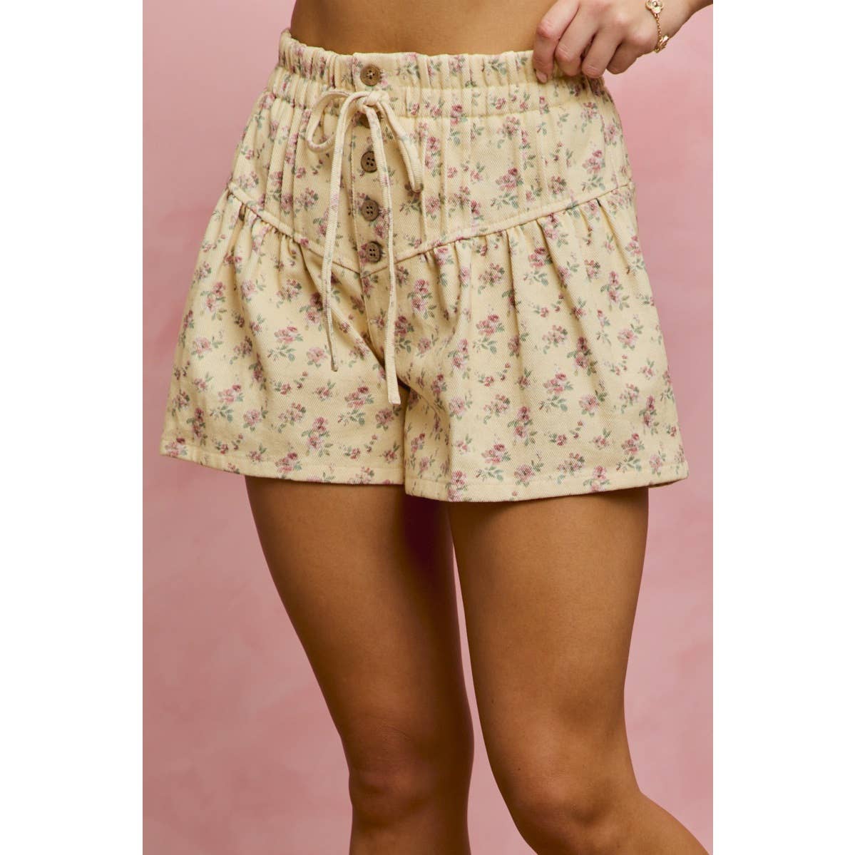Tideflower Pintuck Denim Shorts