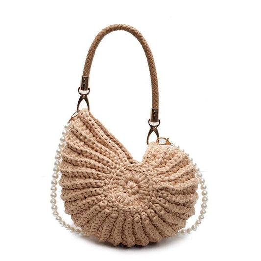 Hollow Knitted Large Capacity Wool Beach Tote Bag: Green(Lined)