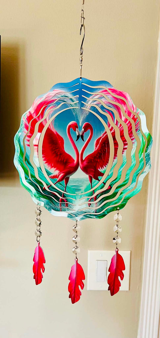 10” Flamingo Love Spinner