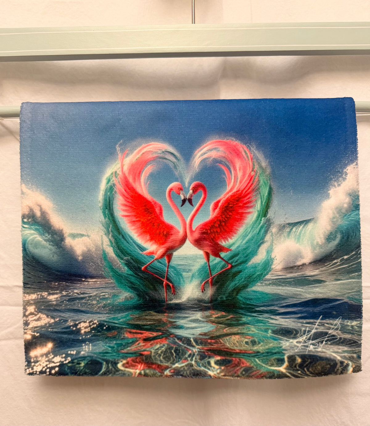 Flamingo love Decorative Hand Towel