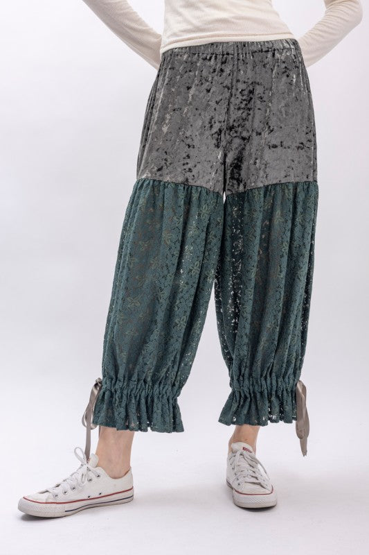Ocean Lace and Velvet Bloomer Pants