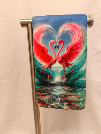 Flamingo love Decorative Hand Towel