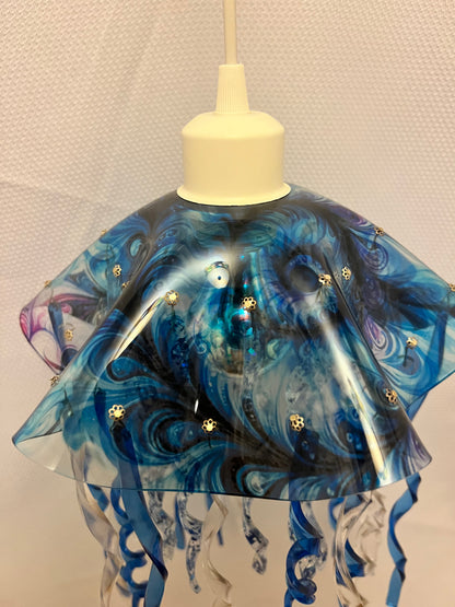 Blue Swirl Jellyfish Lamp