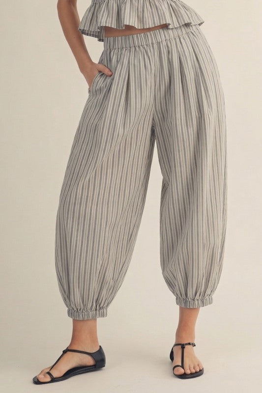 ATELIER STRIPE SMOCKED BLOUSE & PANTS