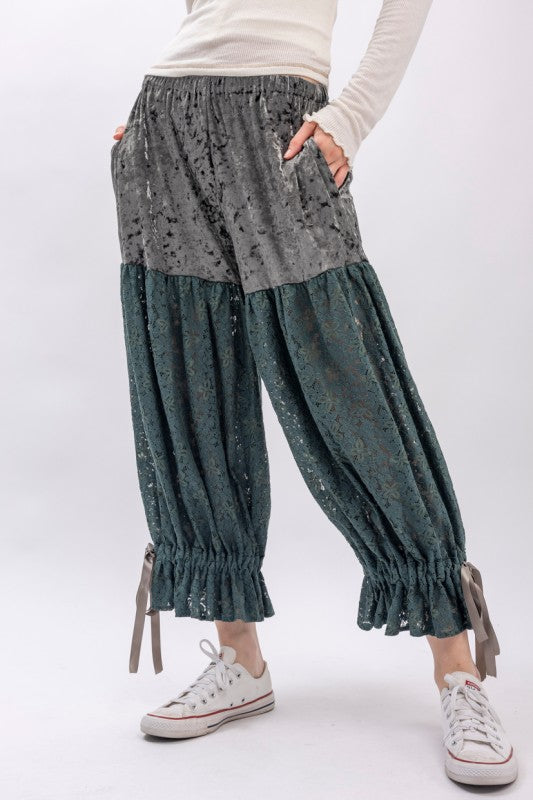 Ocean Lace and Velvet Bloomer Pants