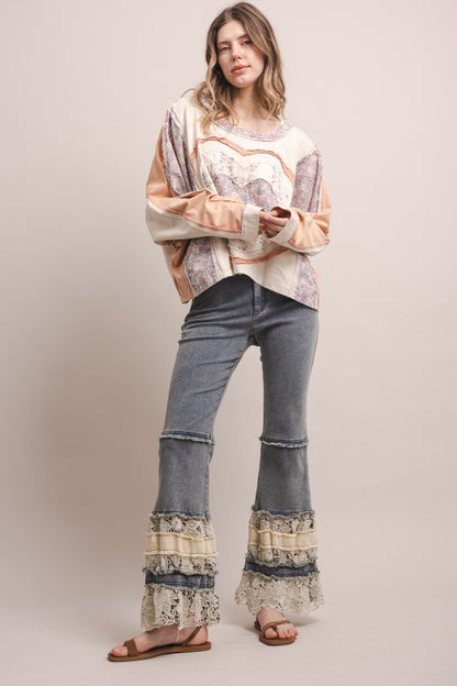 Sunset Ruffle Hem Flared Jeans