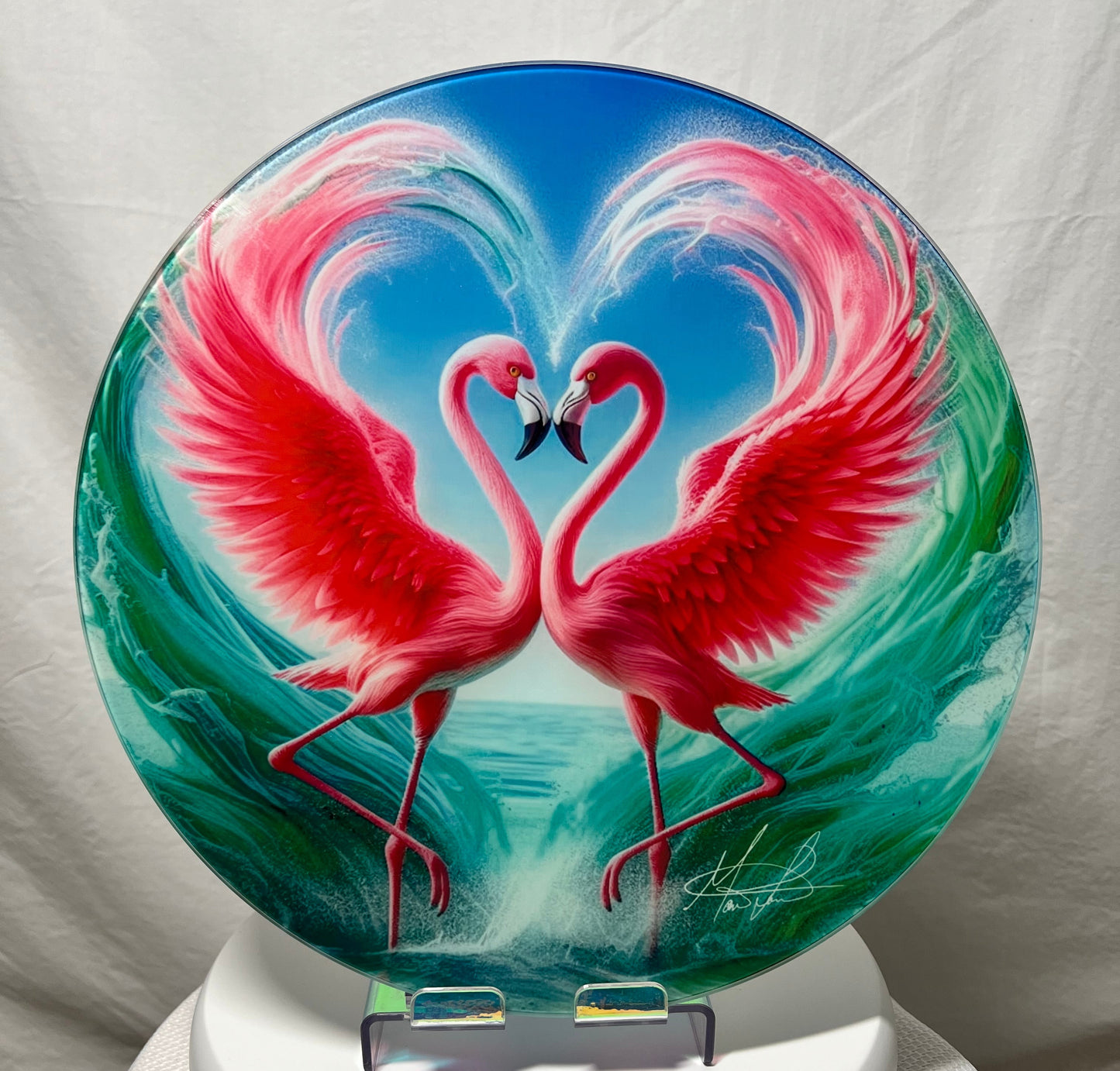Flamingo Love Glass Counter Saver