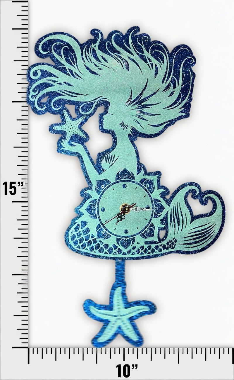 Mermaid Glitter Acrylic Clock