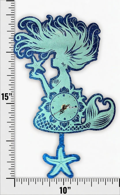 Mermaid Glitter Acrylic Clock