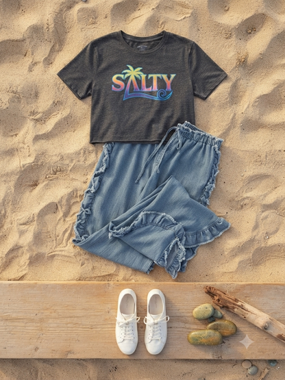 Salty soft raw edge crop top