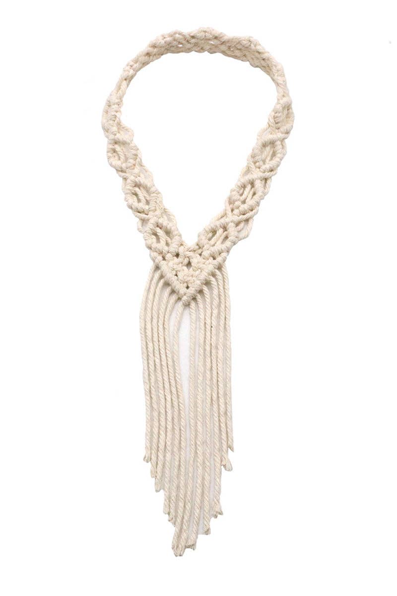 Braided Fringe Statement Necklace: D / One Size