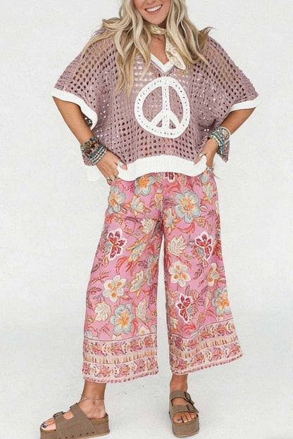 Peace Symbol Knit Sweater: BLUE / XL