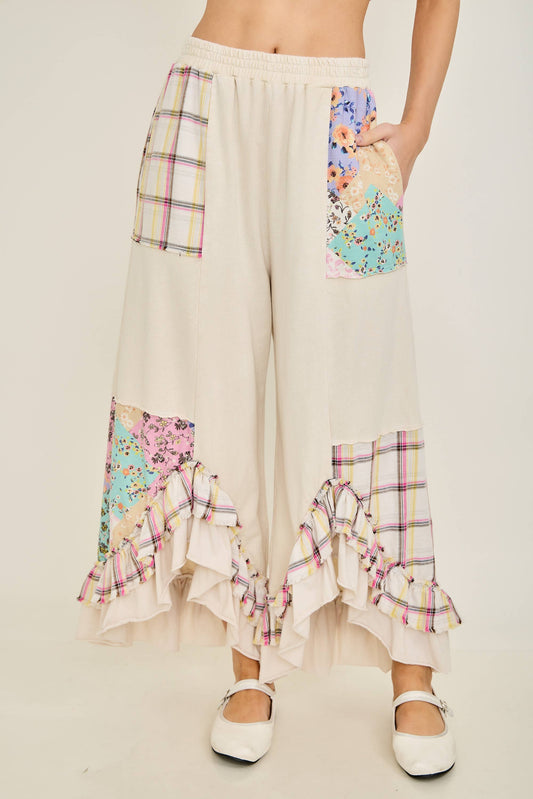 Sun-Kissed Mineral Washed Patchwork Pants