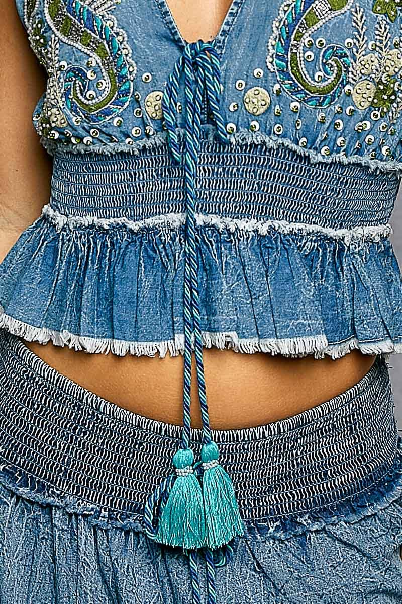 Seahorse Denim Sleeveless Top